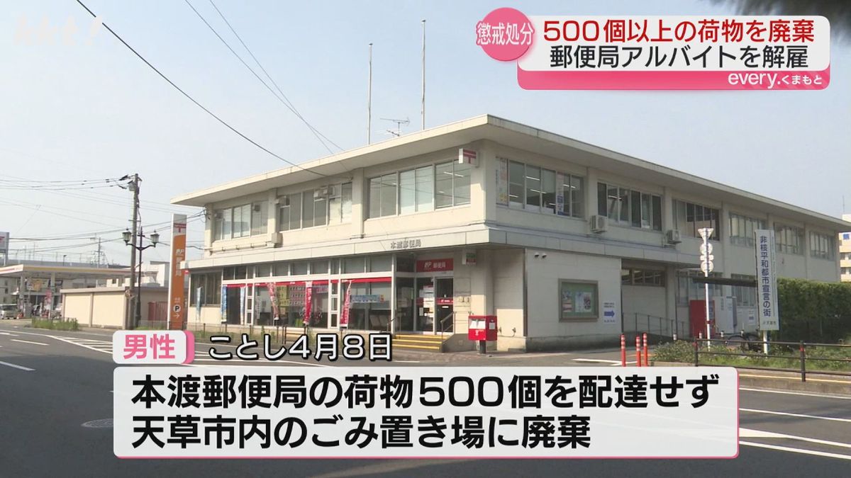 【熊本】郵便アルバイト男性(10代)500個以上の荷物配達せず捨て懲戒解雇　天草